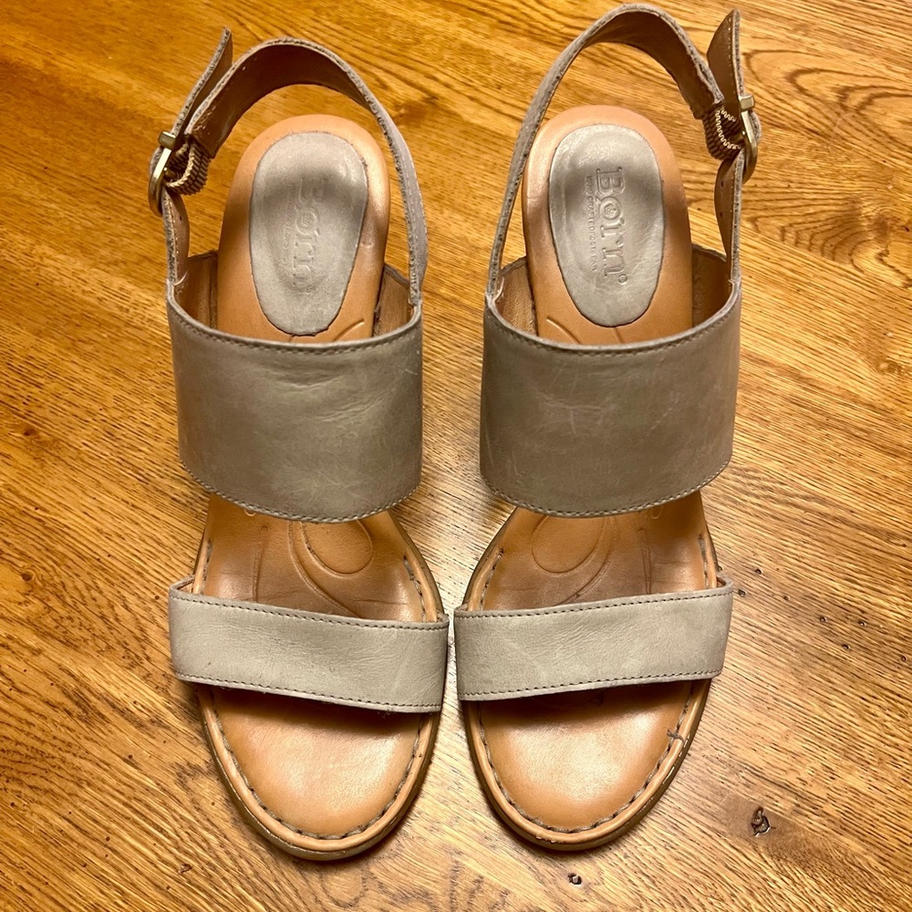 Born Light Grey Heeled Sandals, Size 8 - Picture 3 of 7